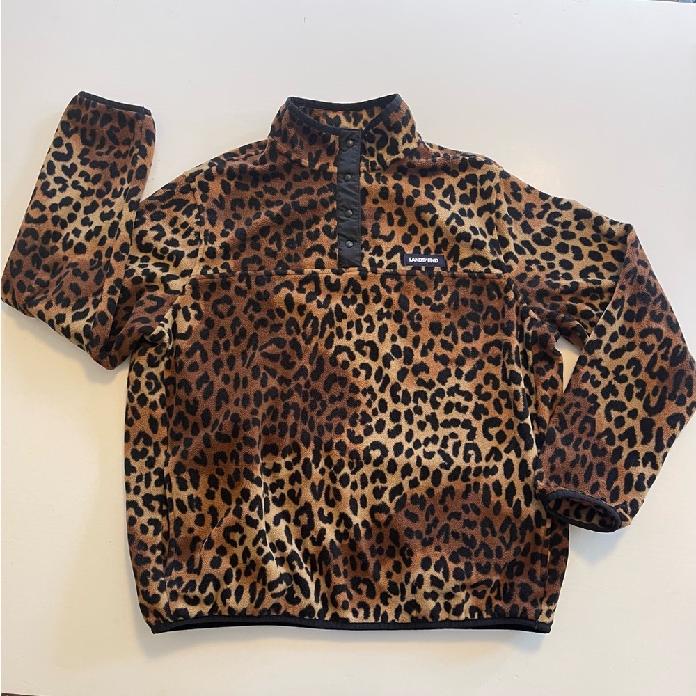 Animal Jaquar Print Leopard Fleece Quarter Snap Pullover